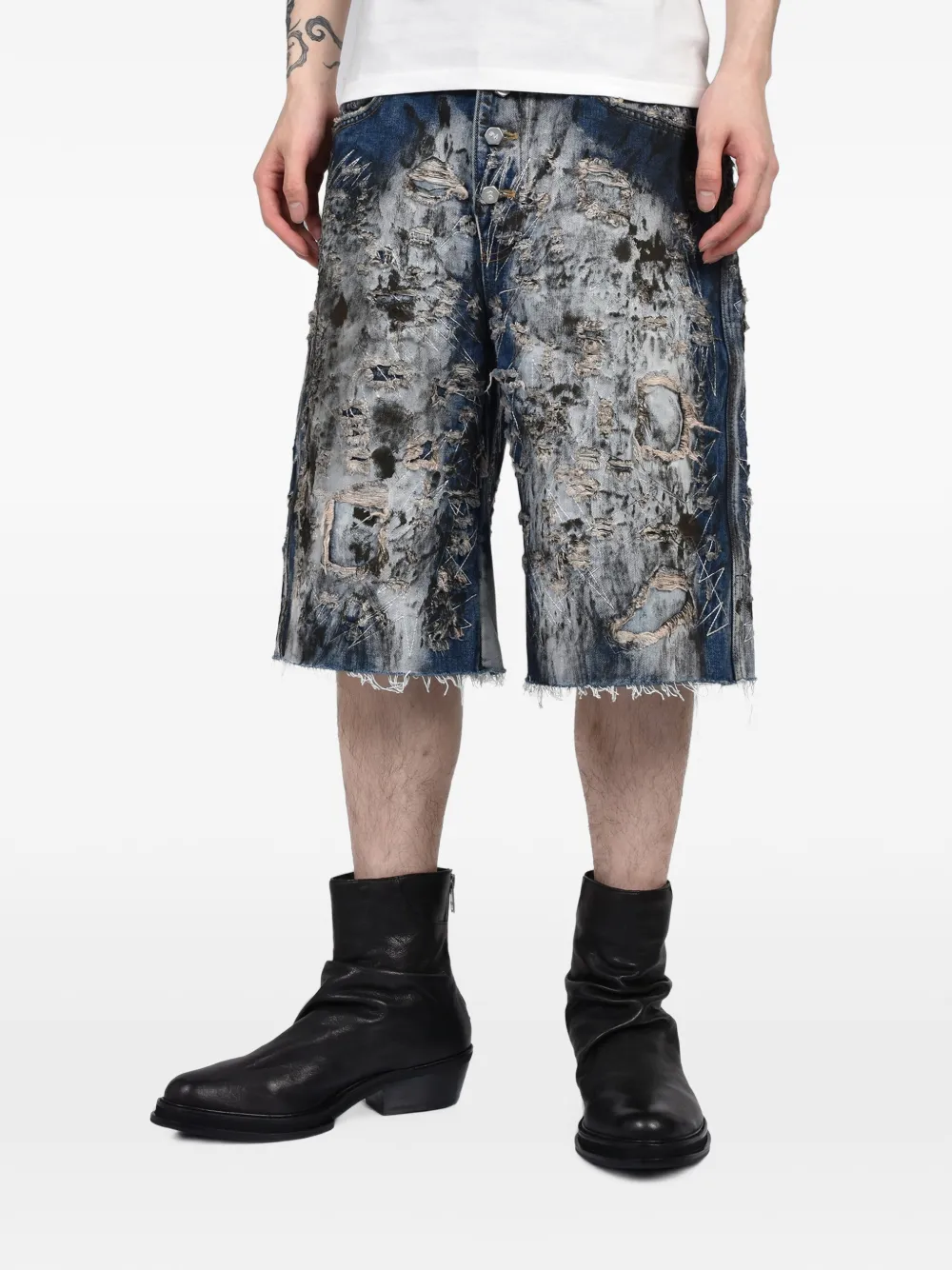 THUG CLUB Shorts met verwassen effect Blauw