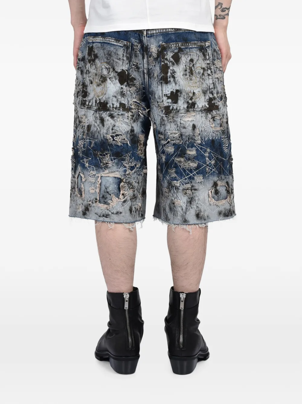 THUG CLUB Shorts met verwassen effect Blauw