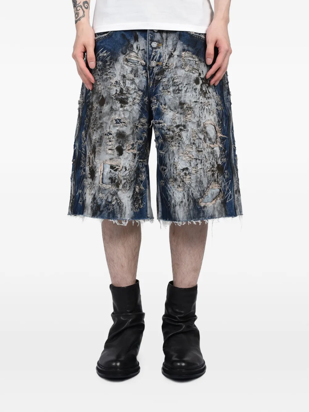 THUG CLUB Shorts met verwassen effect Blauw