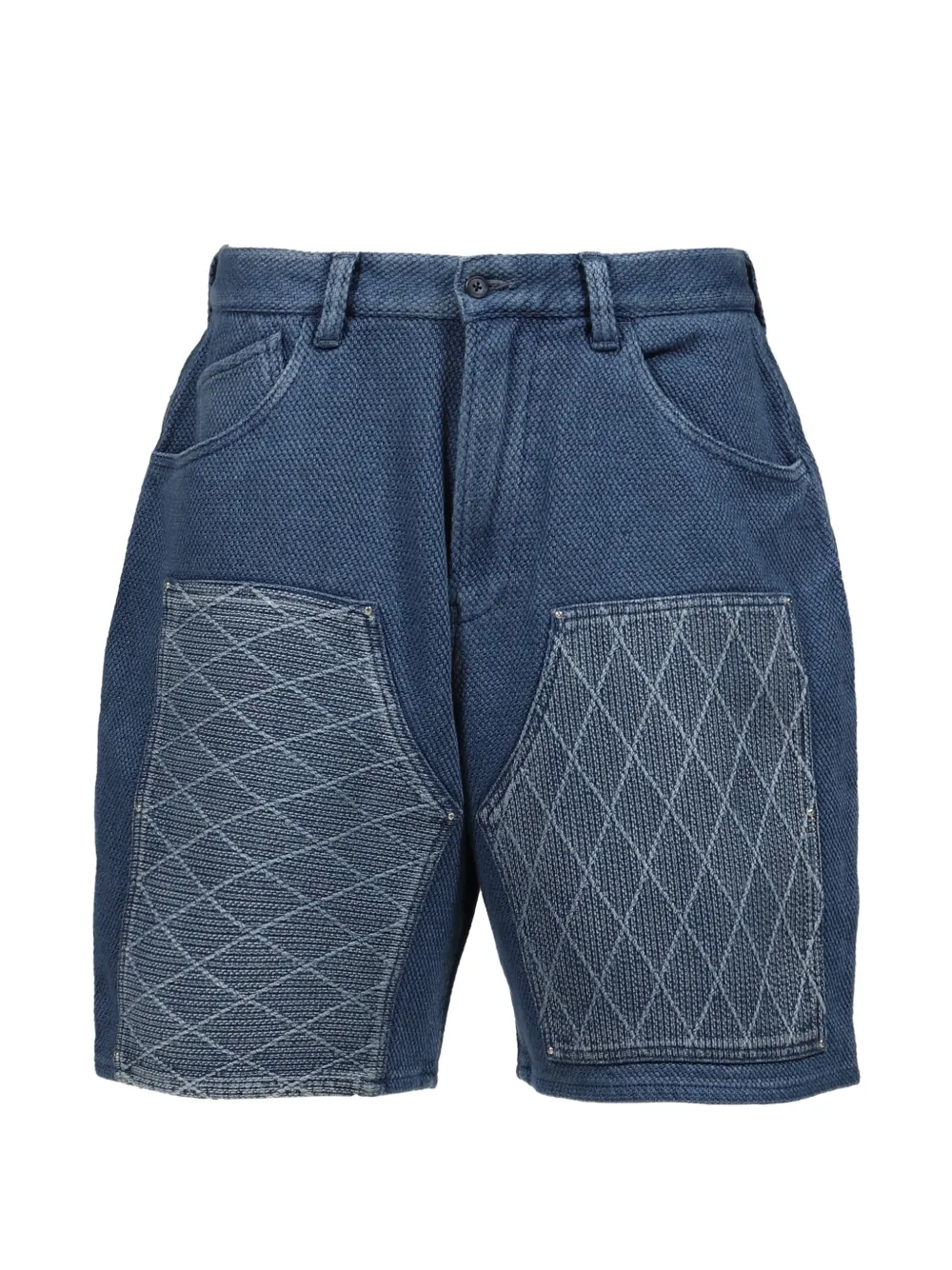 PORTER CLASSIC Kendo diamond-quilted shorts - Blau
