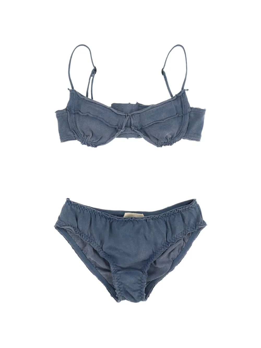SHUSHU/TONG ruffled-trim cotton lingerie set - Blu