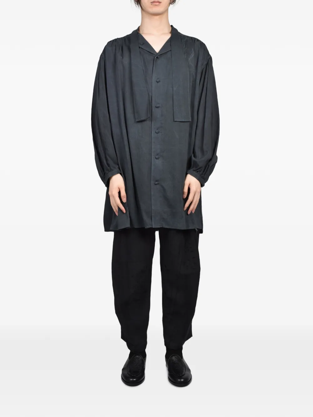 Yohji Yamamoto Gesmockte overhemd met afwerking Zwart
