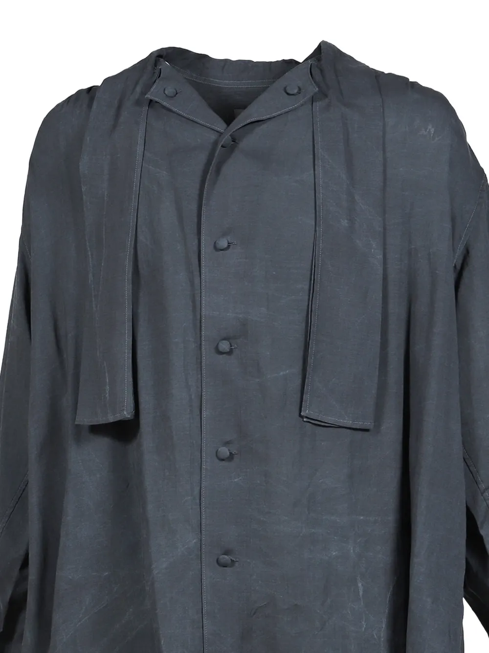 Yohji Yamamoto Gesmockte overhemd met afwerking Zwart