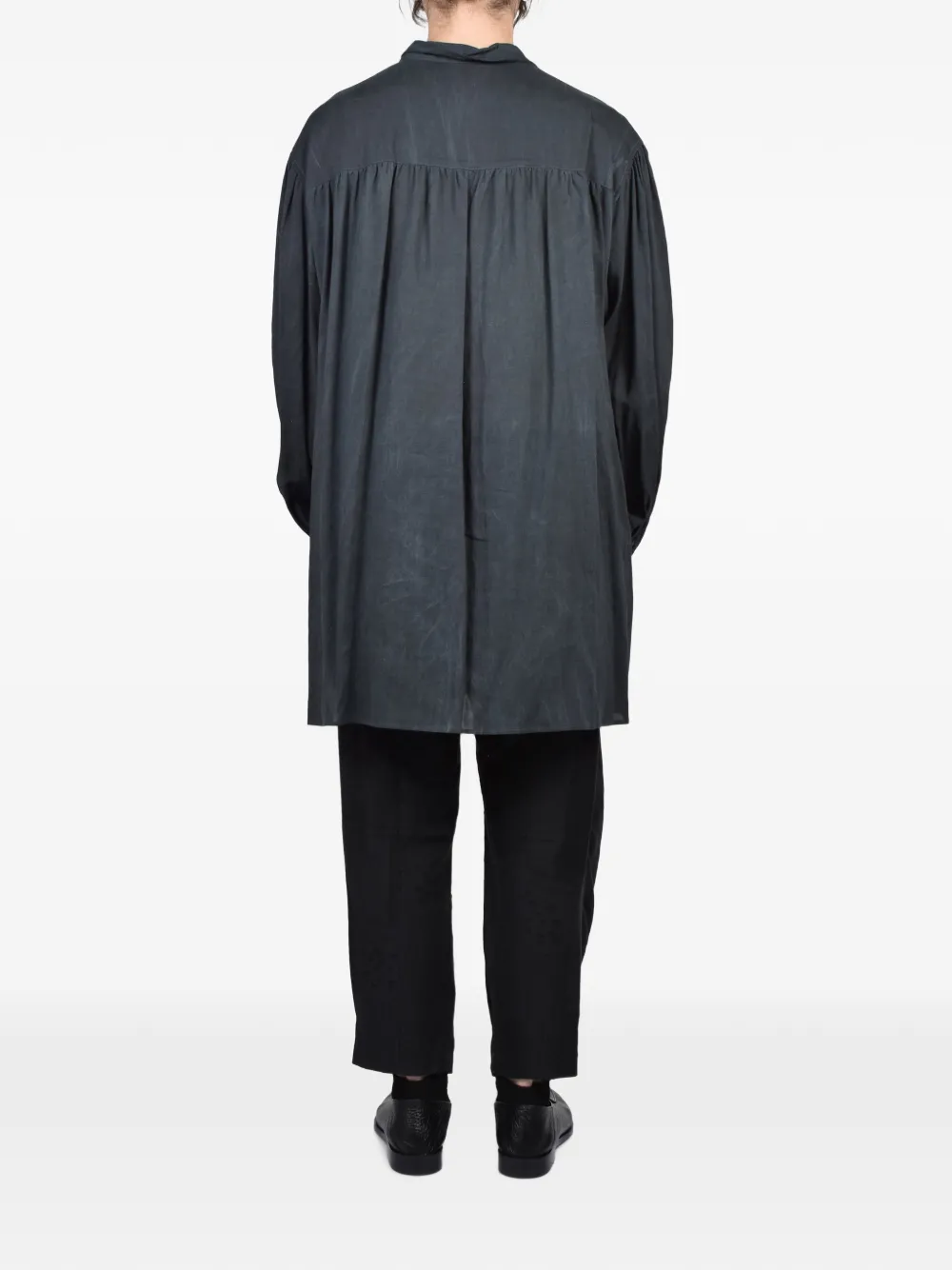Yohji Yamamoto Gesmockte overhemd met afwerking Zwart