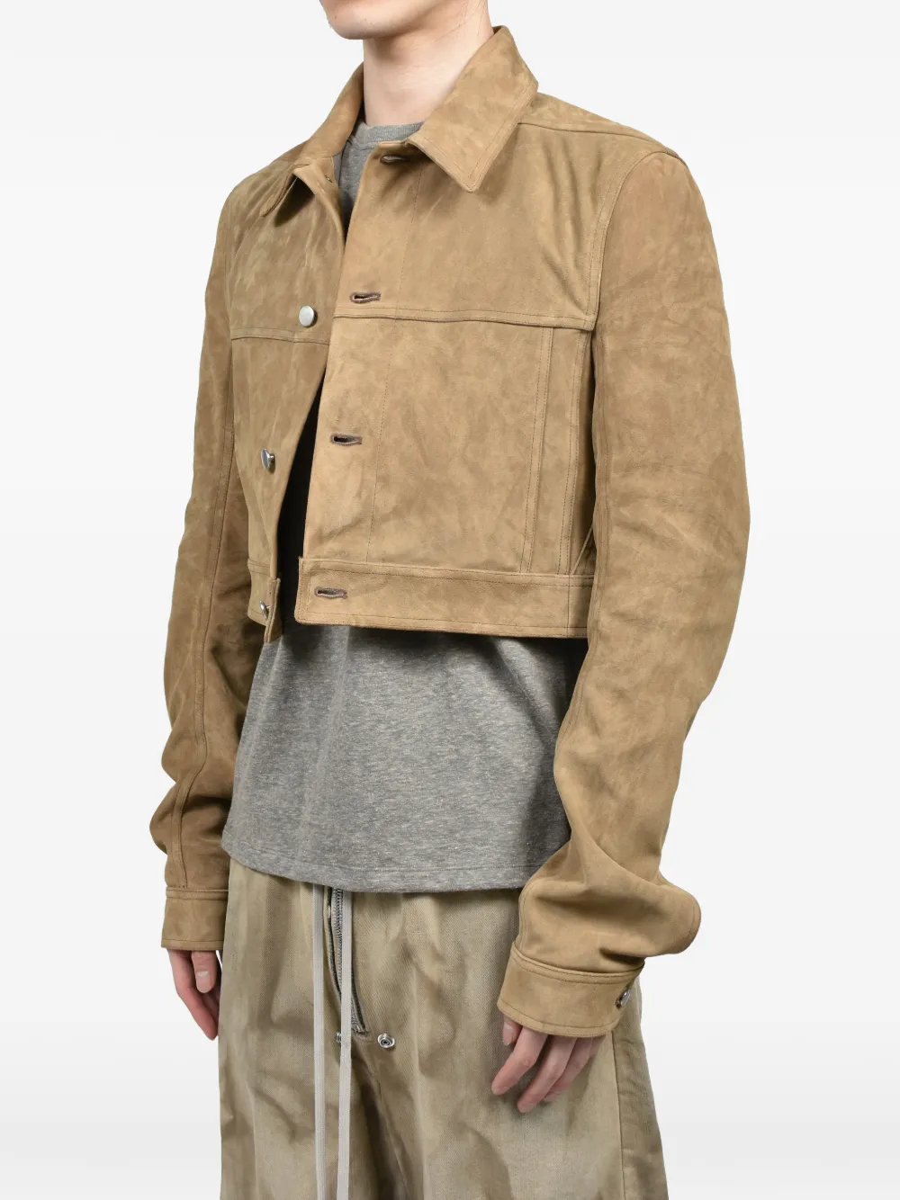 Rick Owens Cropped suède jack Bruin