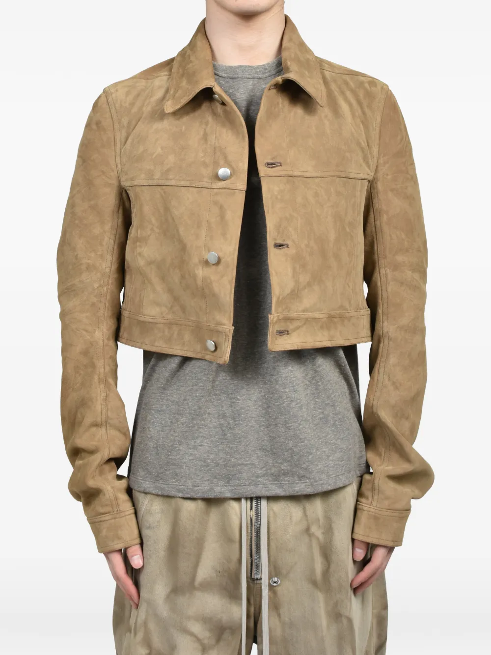 Rick Owens Cropped suède jack Bruin