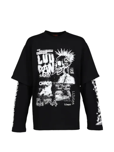 LỰU ĐẠN layered-design graphic-print T-shirt