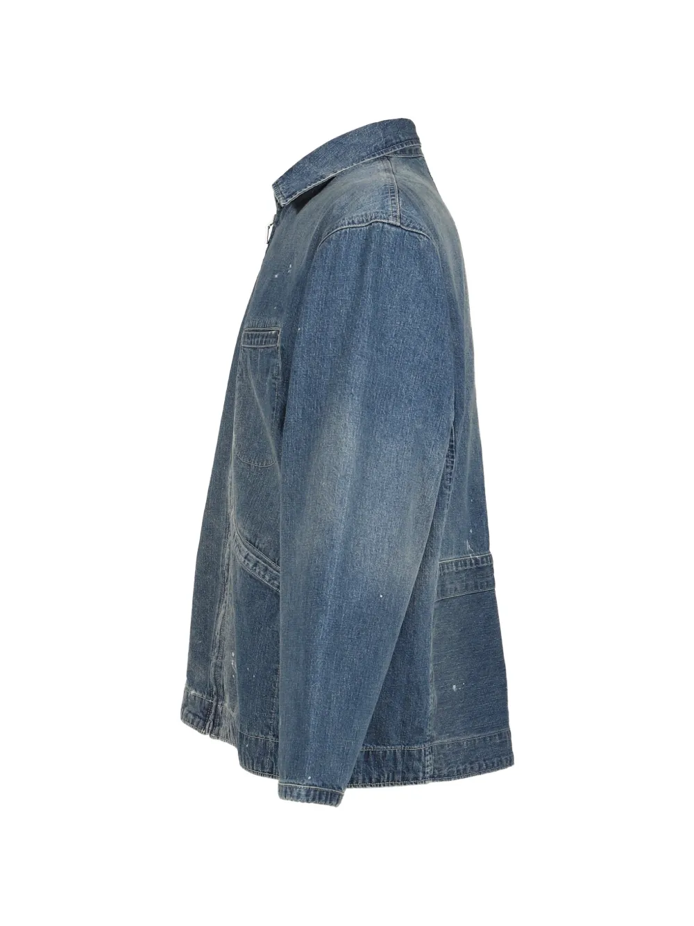 PORTER CLASSIC Breakfast denim jack met rits Blauw