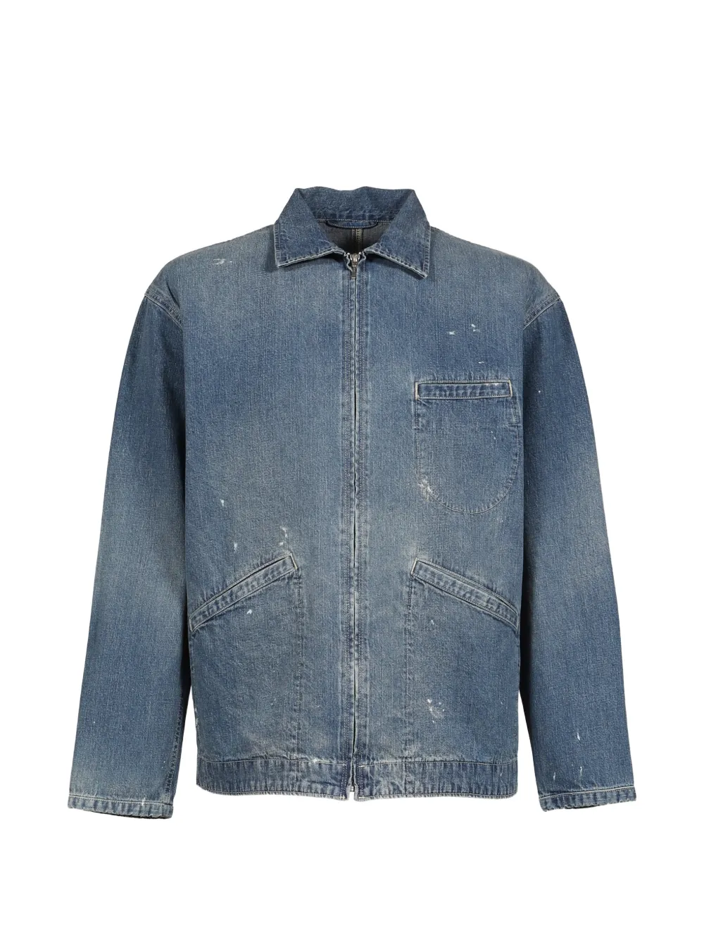 PORTER CLASSIC Breakfast zip-up denim jacket - Blau