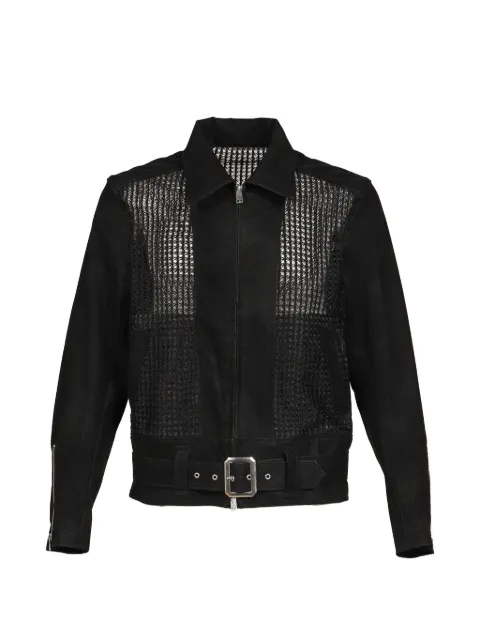 Black Means belted mesh jacket