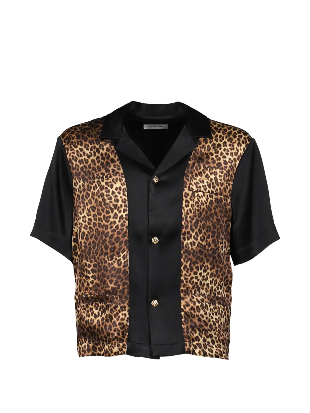 Ernest W. Baker leopard-print panelled shirt - Schwarz