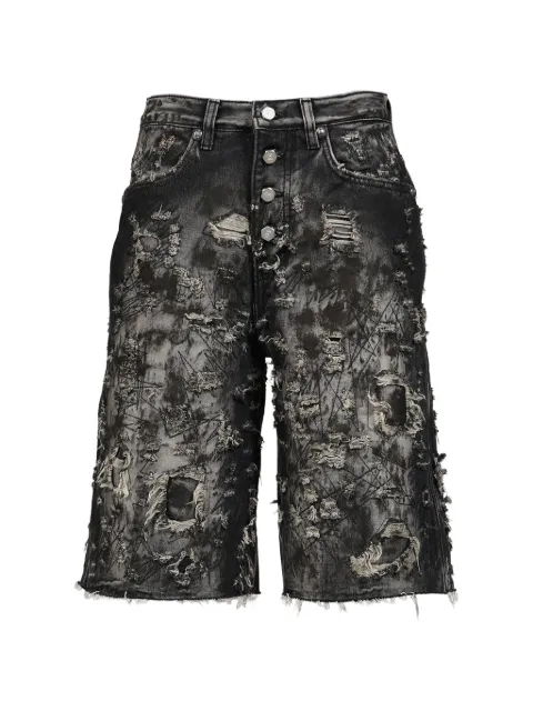 THUG CLUB washed distressed denim shorts