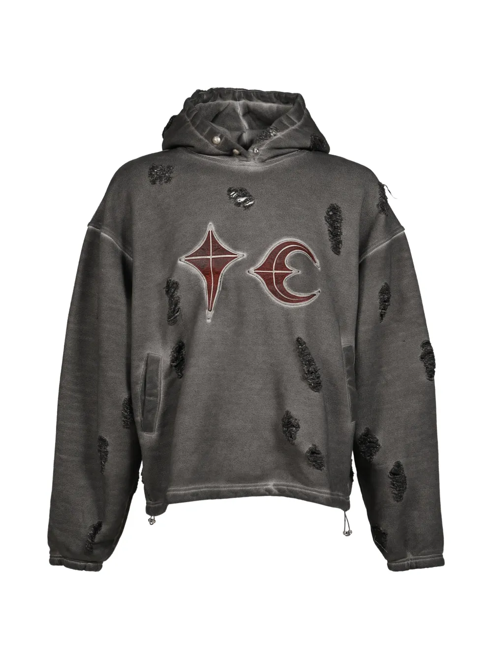 THUG CLUB Rock distressed hoodie - Grigio