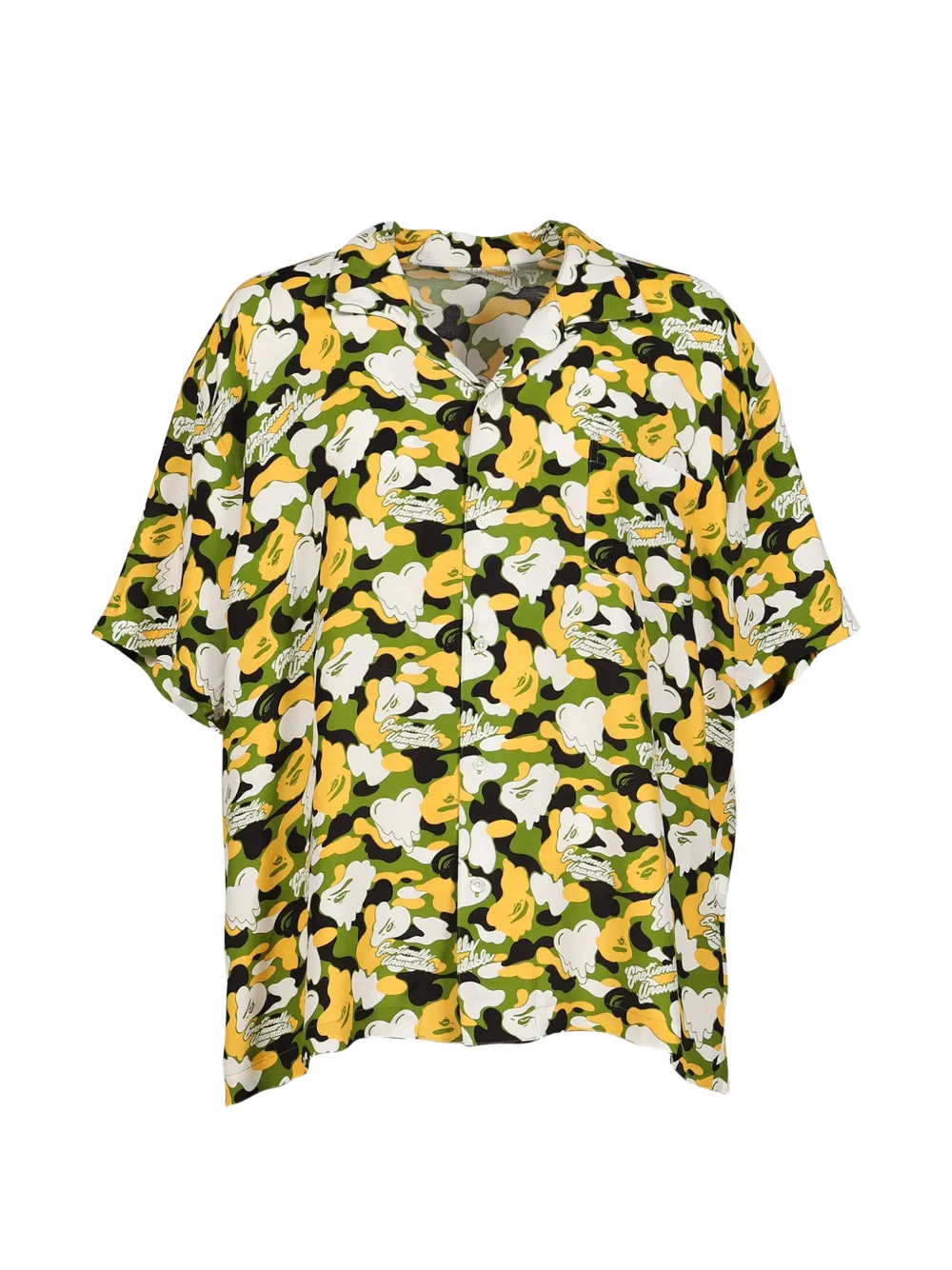 Emotionally Unavailable x Bape camo-print logo-print shirt