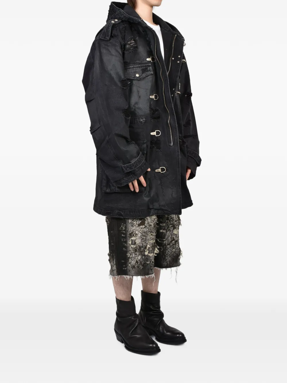 THUG CLUB Tribal M-65 gerafelde jas Zwart