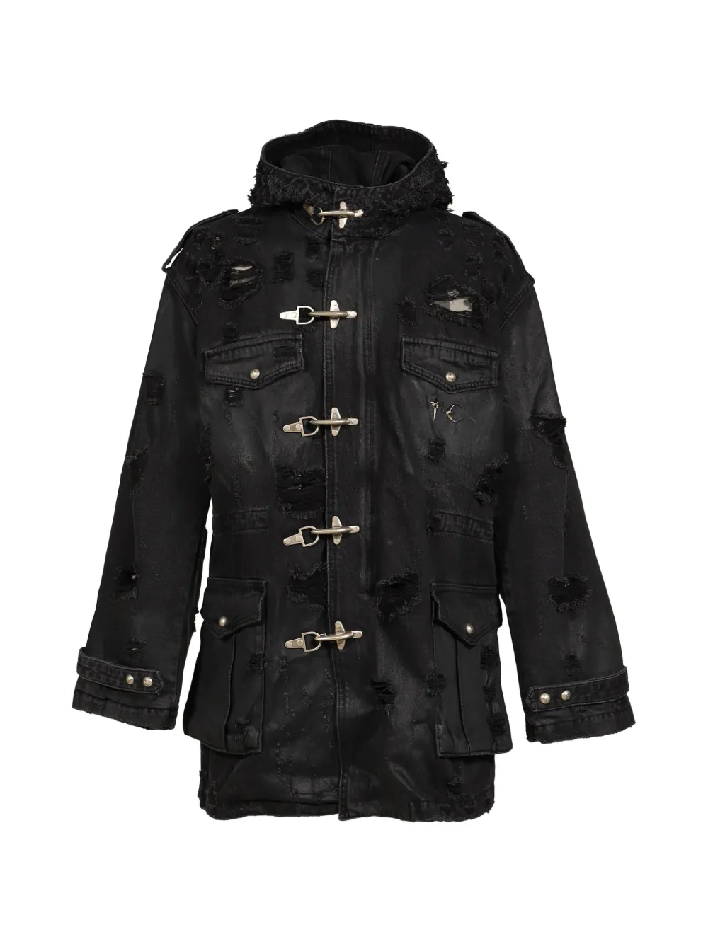 THUG CLUB Tribal M-65 distressed coat - Schwarz