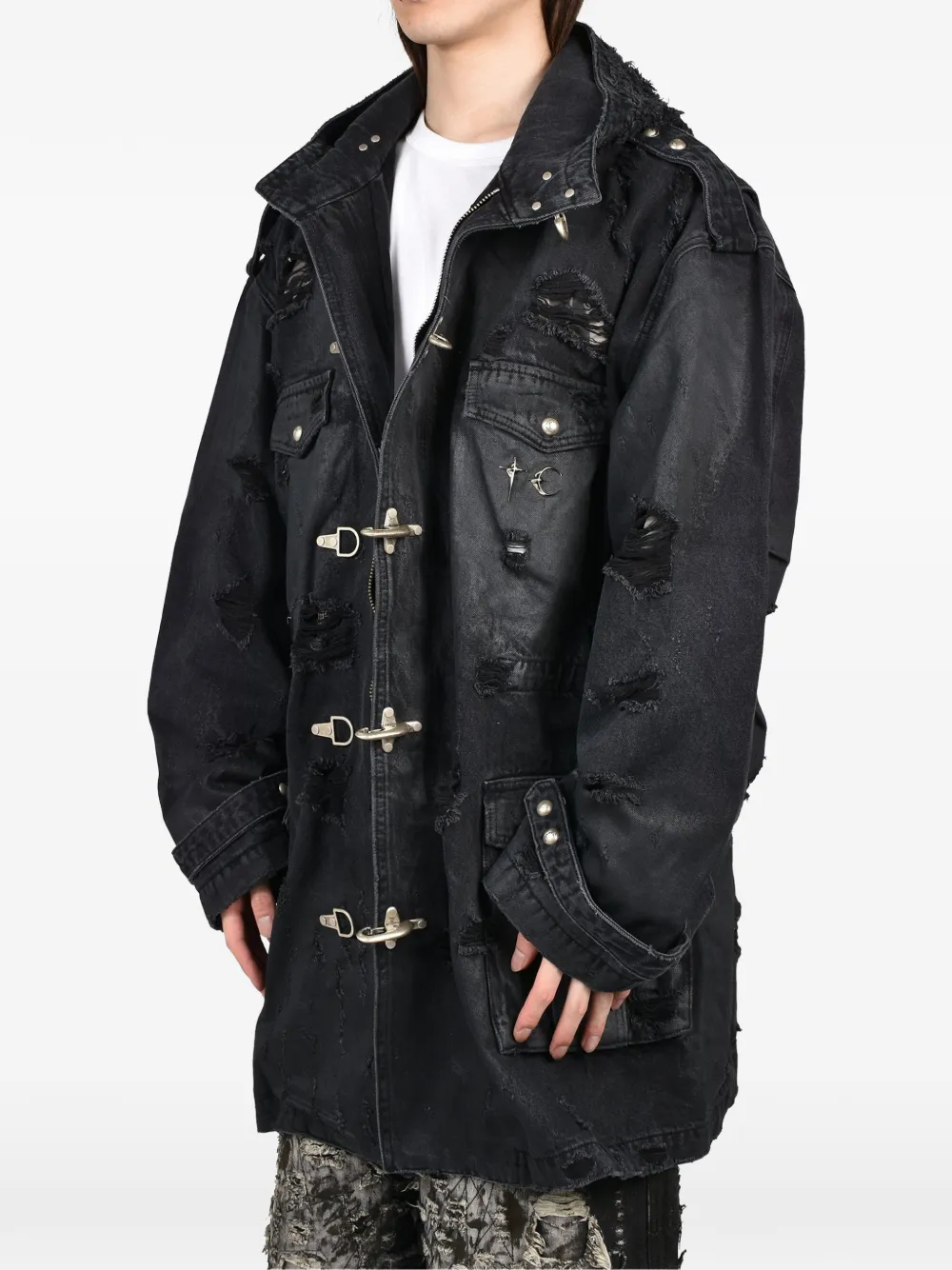 THUG CLUB Tribal M-65 gerafelde jas Zwart