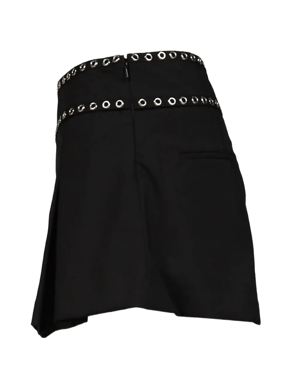 R13 Eyelet-embellished Pleated Mini Skort in Black, view 3