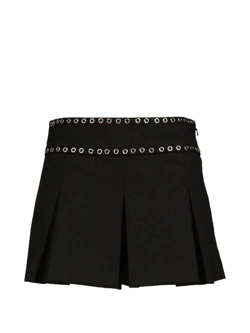 R13 eyelet-embellished pleated mini skort - Nero