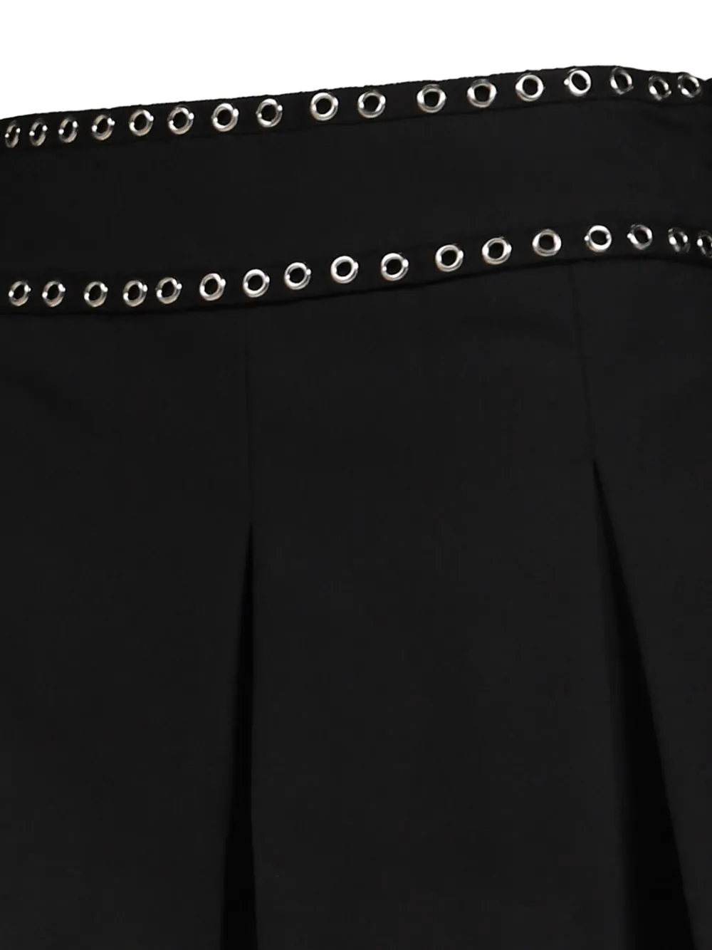 R13 Eyelet-embellished Pleated Mini Skort in Black, view 4