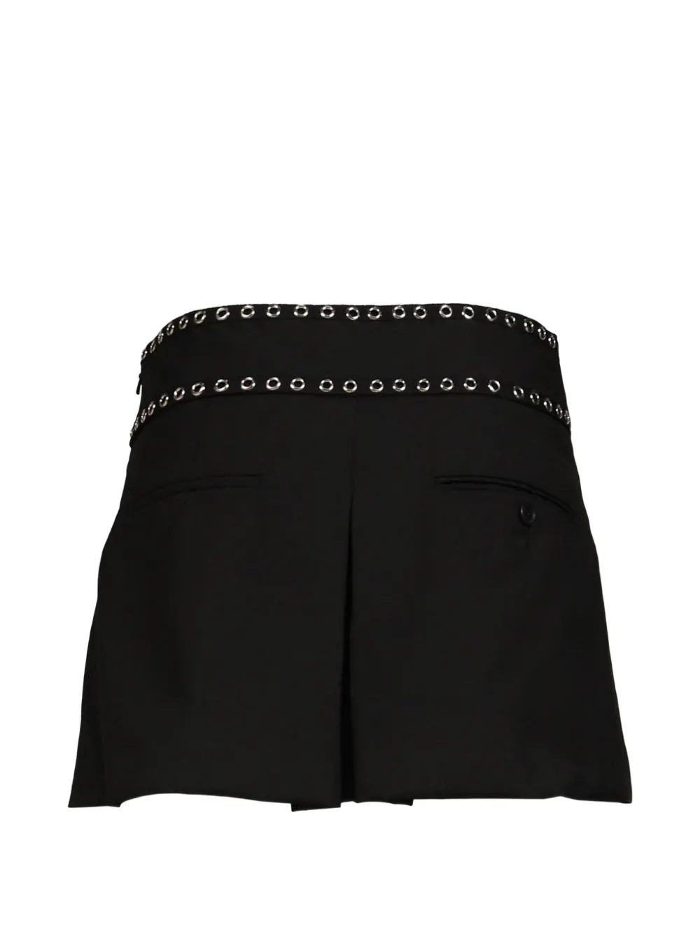R13 Eyelet-embellished Pleated Mini Skort in Black, view 2