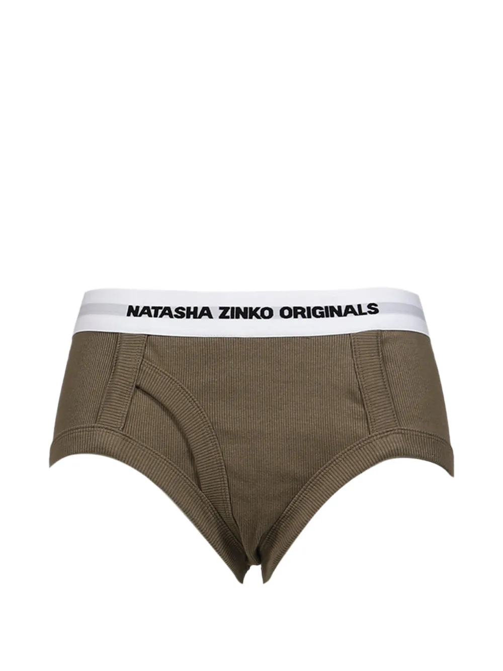 Natasha Zinko ribbed-knit logo-waistband briefs - Verde