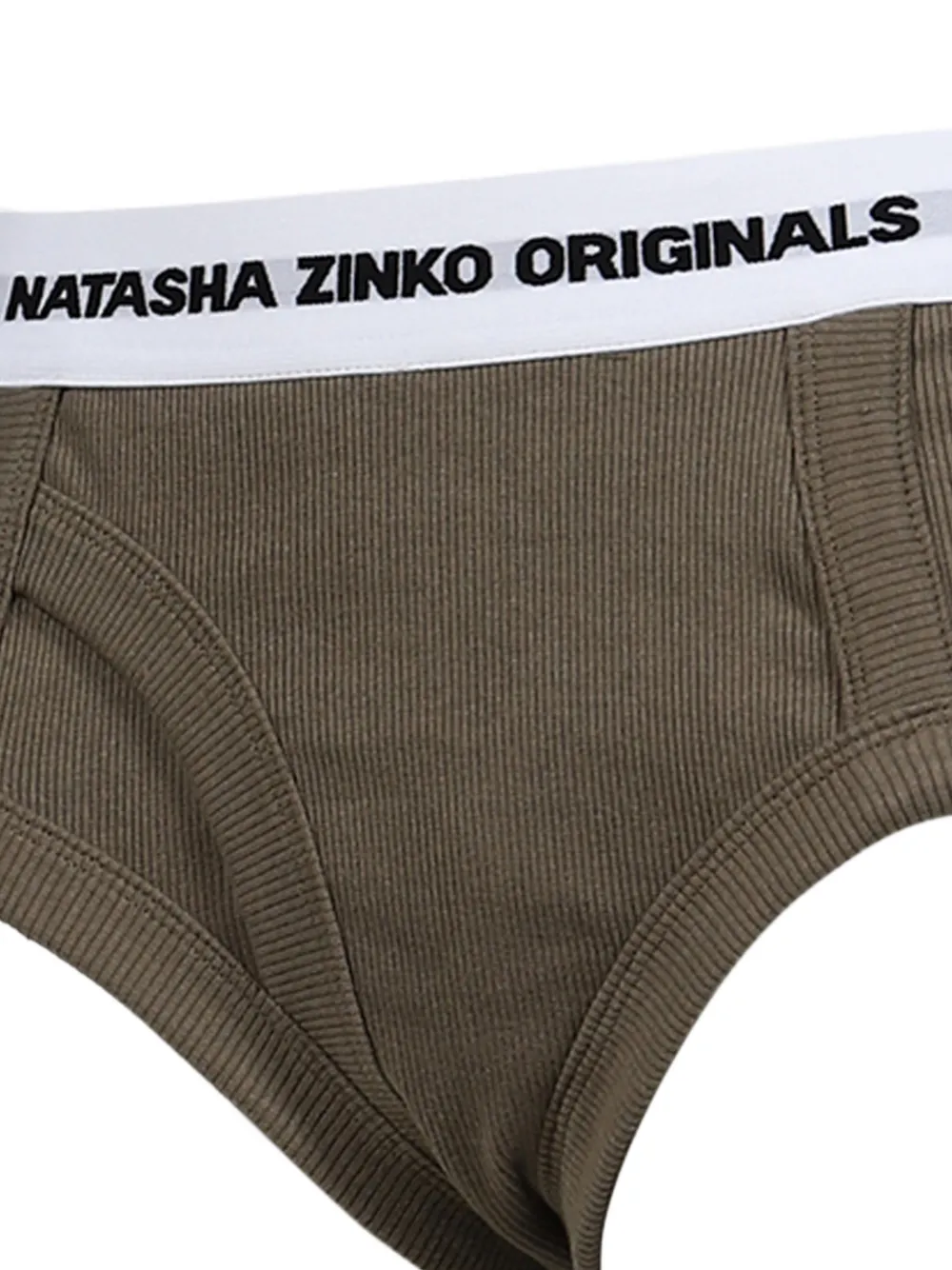Natasha Zinko Ribgebreide slip met logoband Groen
