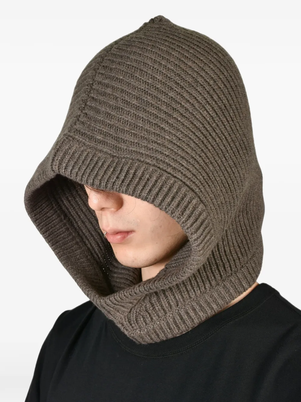 Rick Owens Ribgebreide capuchon van kasjmierblend Grijs