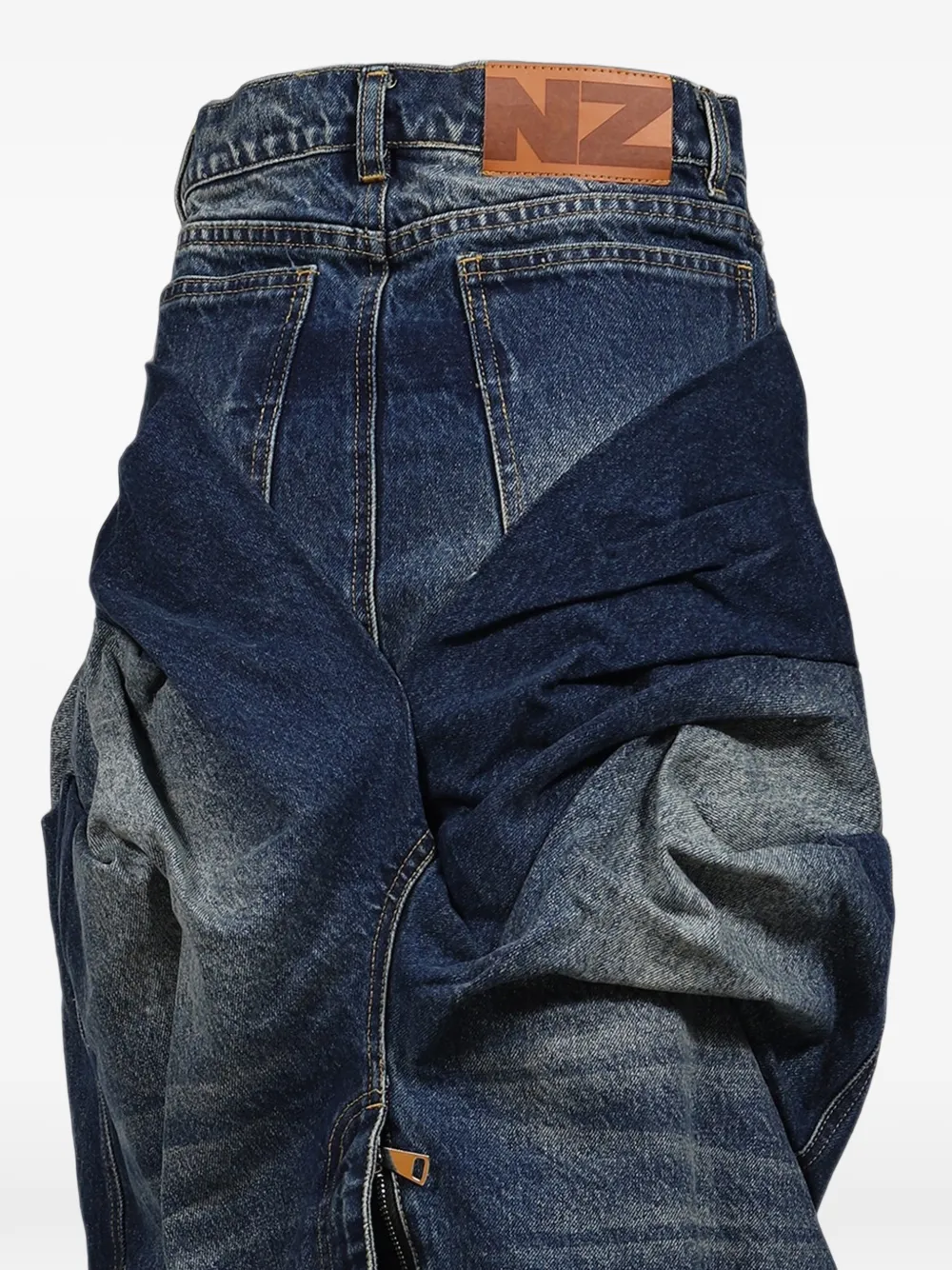 Natasha Zinko Gelaagde denim midi-rok Blauw