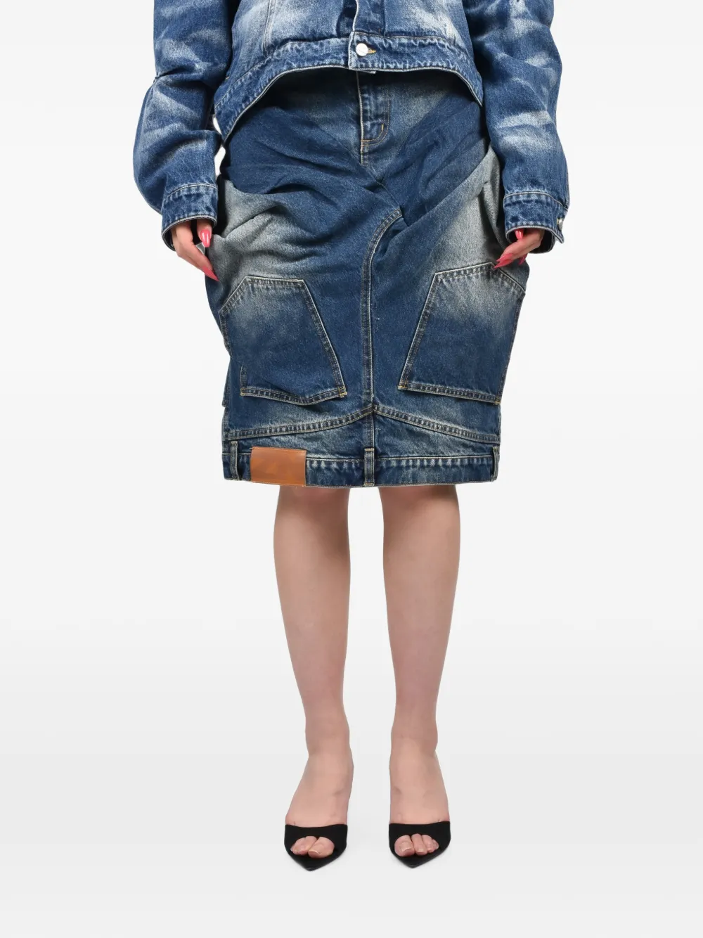 Natasha Zinko Gelaagde denim midi-rok Blauw