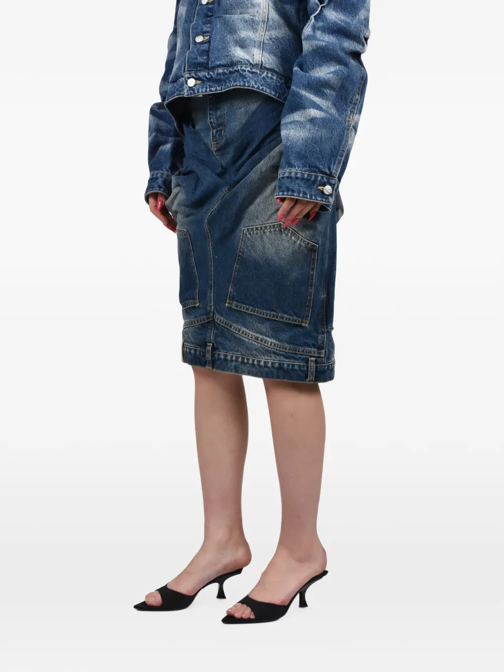 Natasha Zinko Gelaagde denim midi-rok Blauw