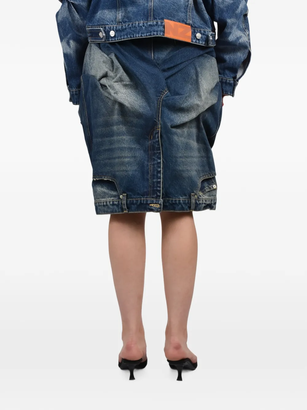 Natasha Zinko Gelaagde denim midi-rok Blauw