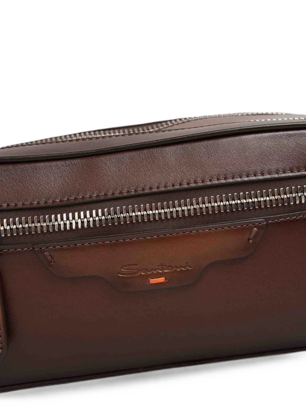 Santoni Toilettas van bewerkt leer Bruin