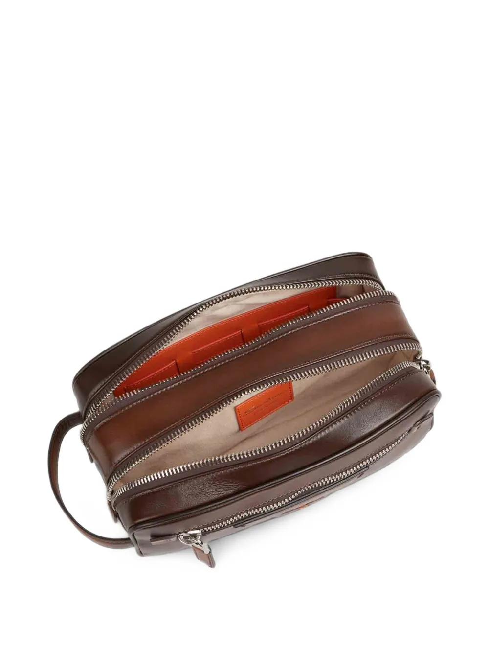 Santoni Toilettas van bewerkt leer Bruin