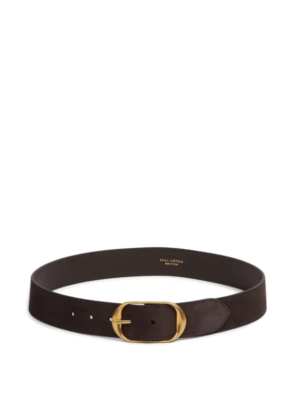 Nili Lotan Nili Oval-buckle Suede Belt in Brown