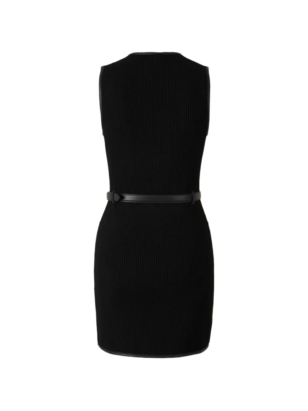 SIMKHAI Viretta belted ribbed-knit mini dress Zwart