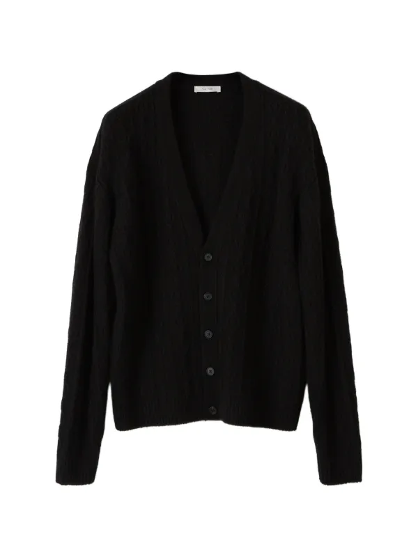 The Row Braided-knit Cashmere Cardigan in Black
