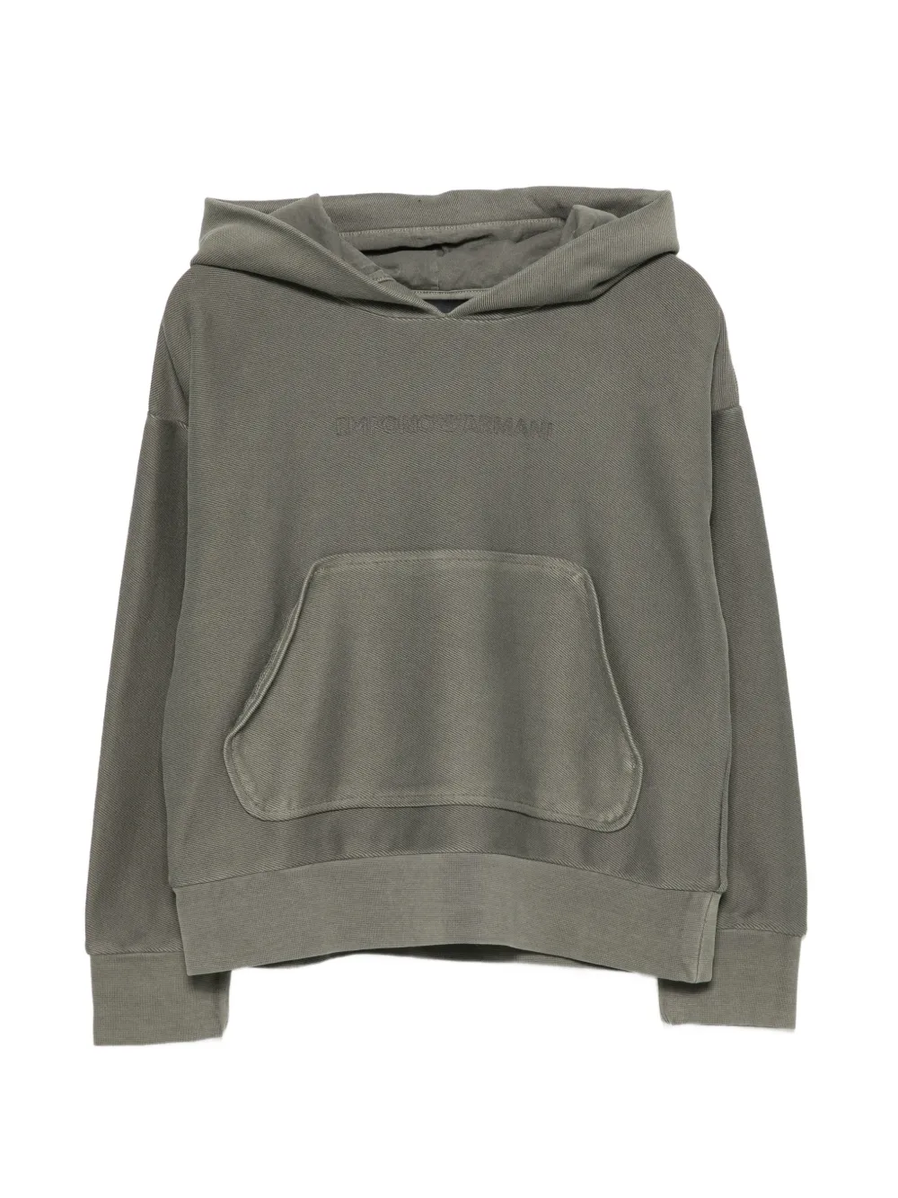 Emporio Armani Kids logo-embroidered kangaroo-pocket hoodie - Verde