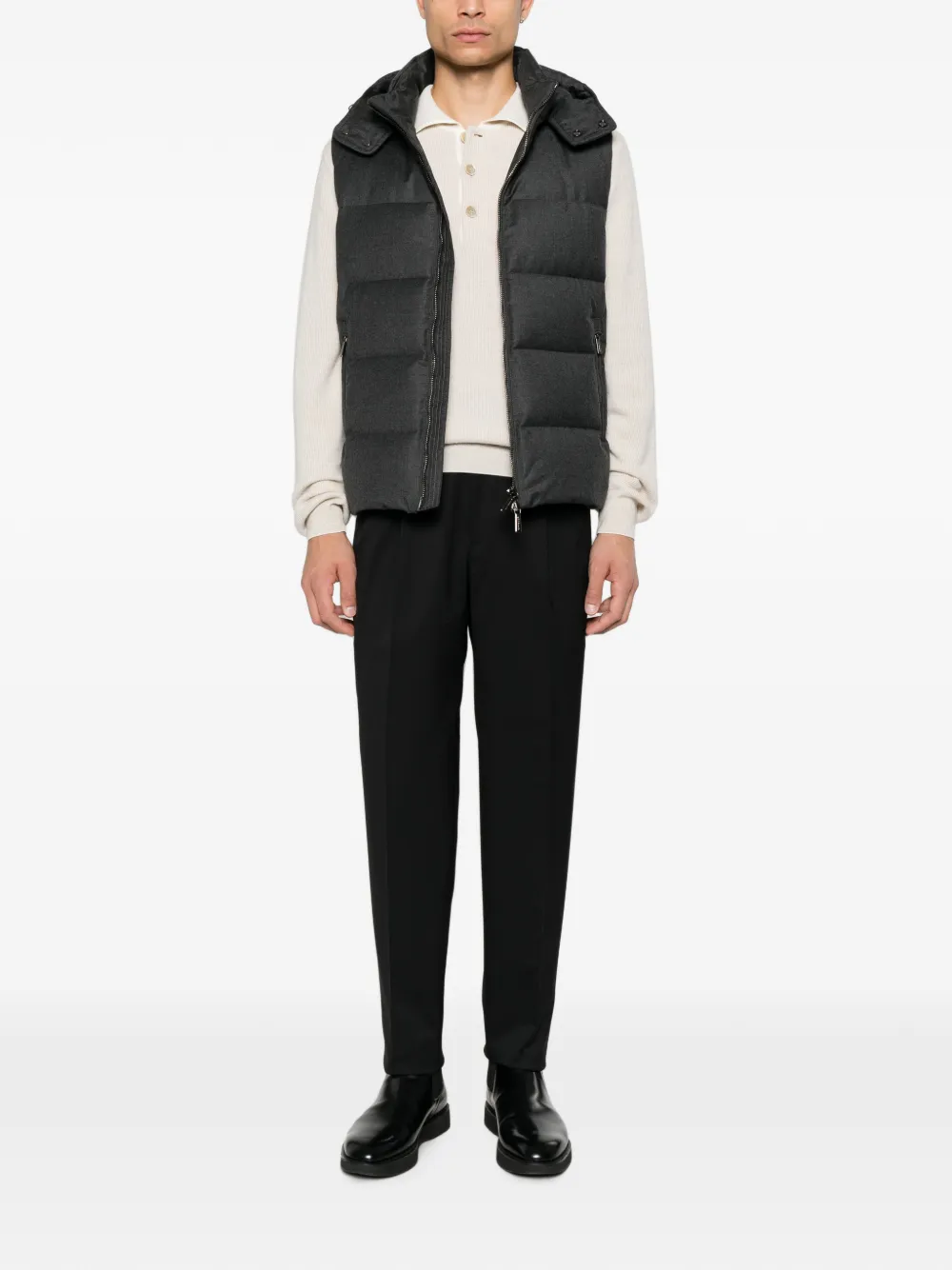 Brioni button-up collar sweater Beige
