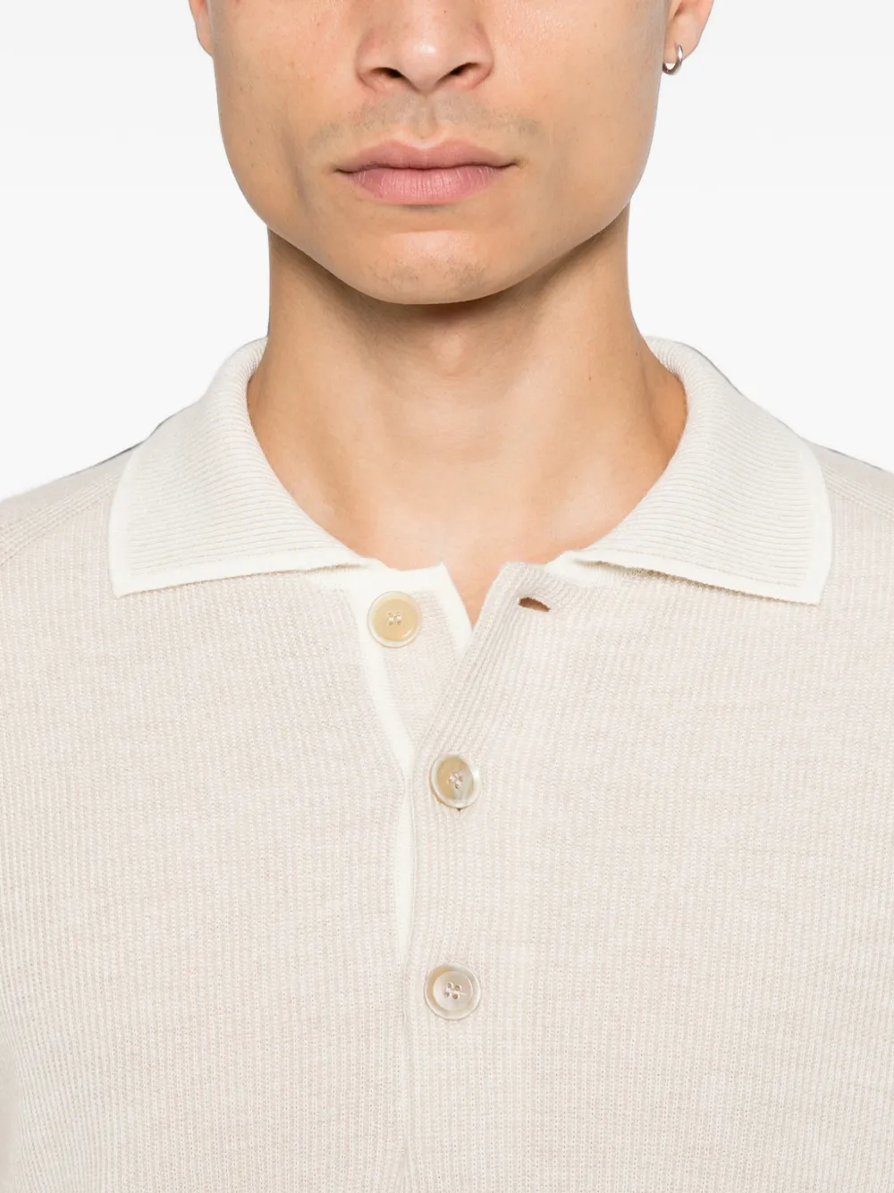 Brioni button-up collar sweater Beige