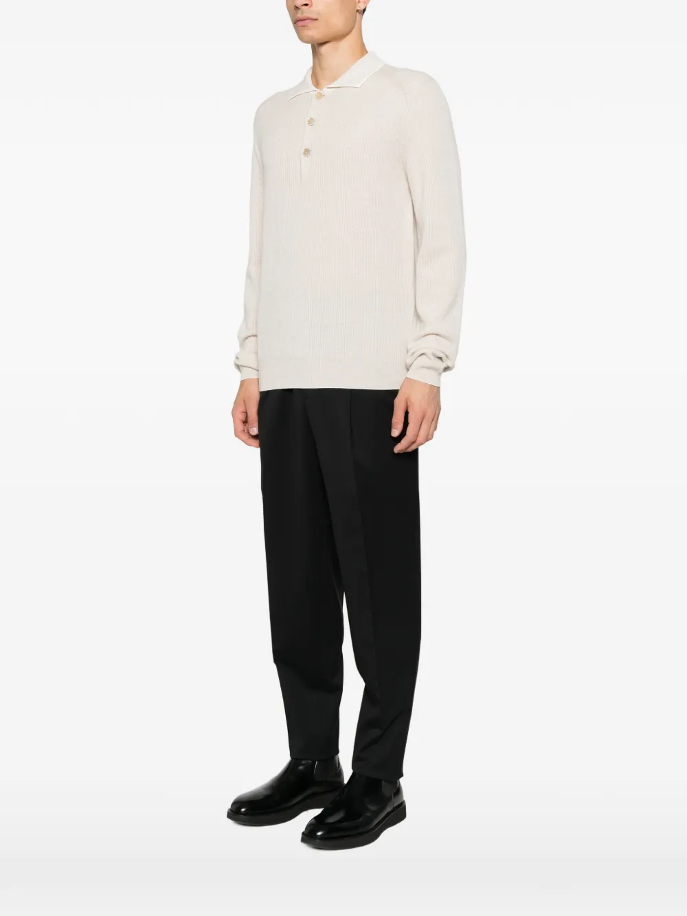 Brioni button-up collar sweater Beige