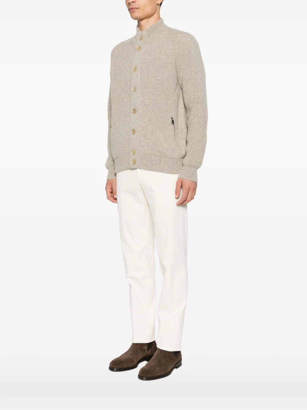 Brioni Ribgebreid vest Beige