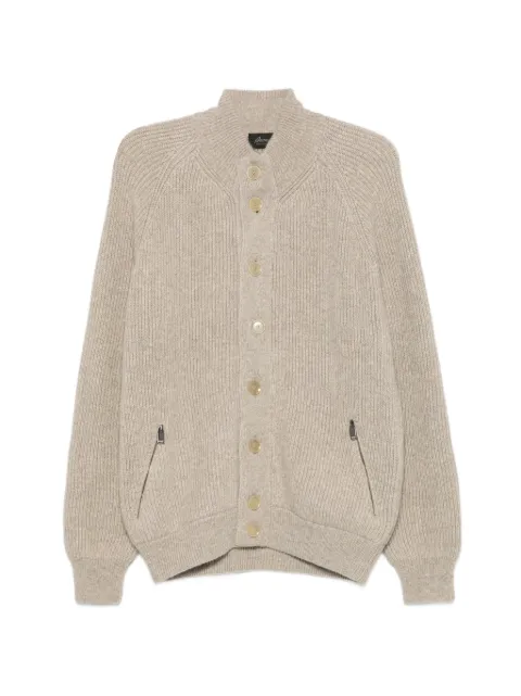Brioni cárdigan de canalé con cuello alto