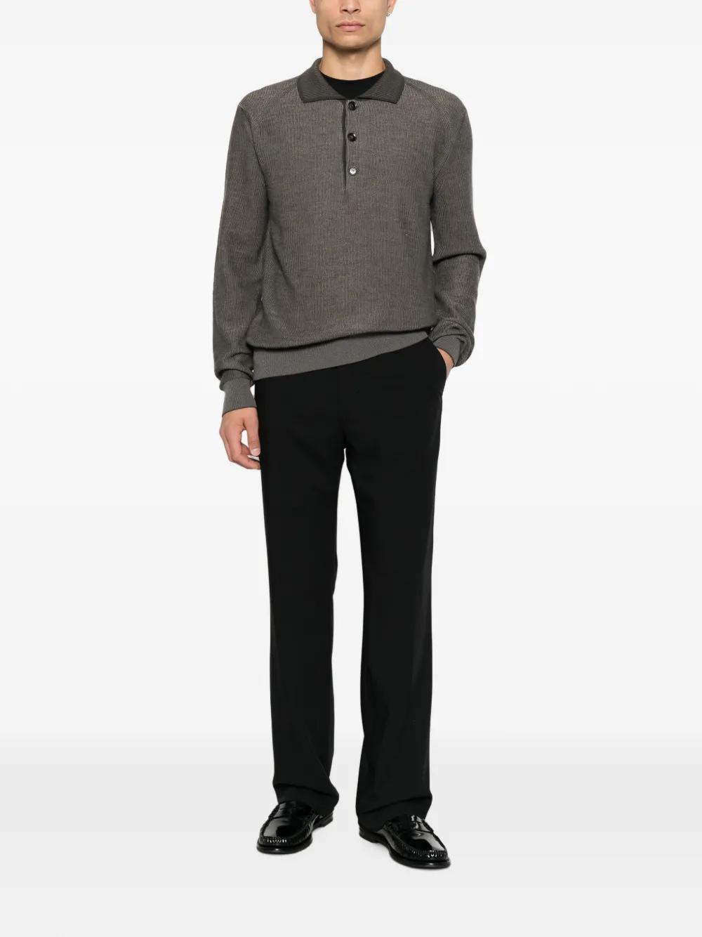 Brioni Ribgebreide trui Grijs