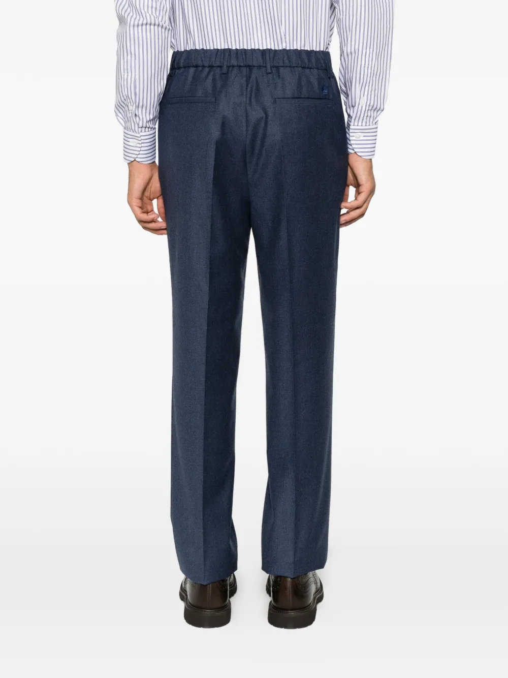 ETRO pressed-crease elasticated-waistband trousers Blauw