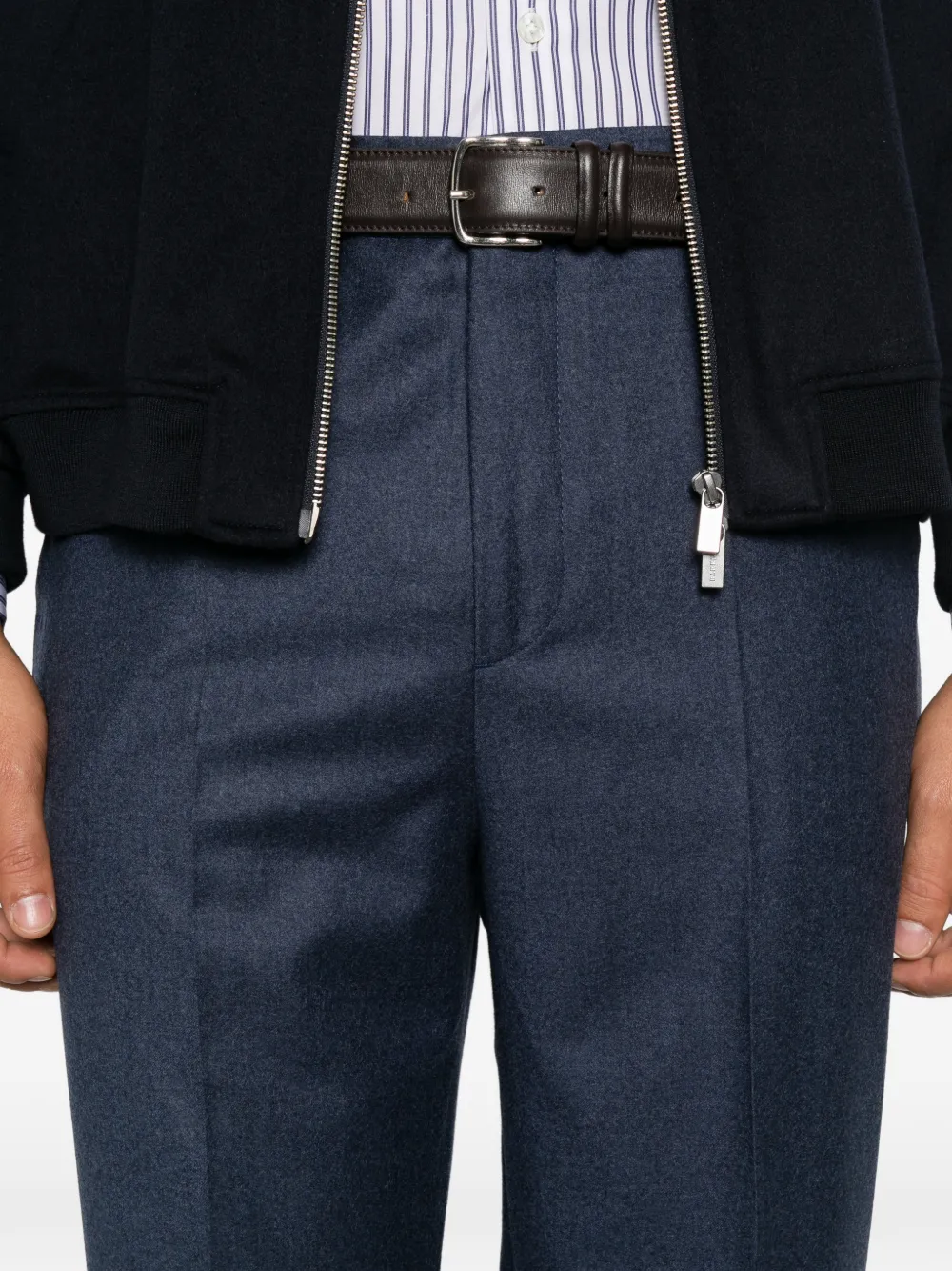 ETRO pressed-crease elasticated-waistband trousers Blauw
