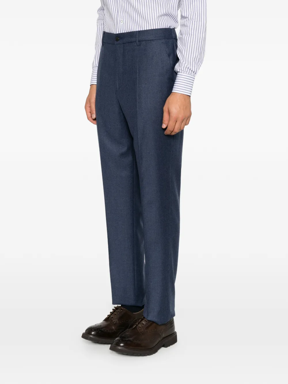 ETRO pressed-crease elasticated-waistband trousers Blauw