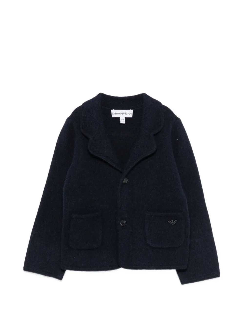 Emporio Armani Kids logo-embroidered button-up cardigan - Blu