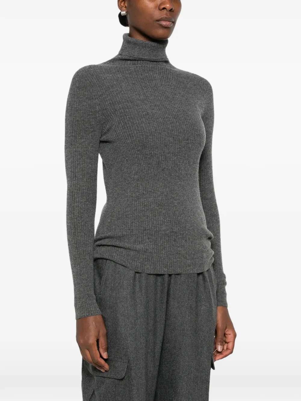 Fabiana Filippi ribbed-knit roll-neck sweater Grijs