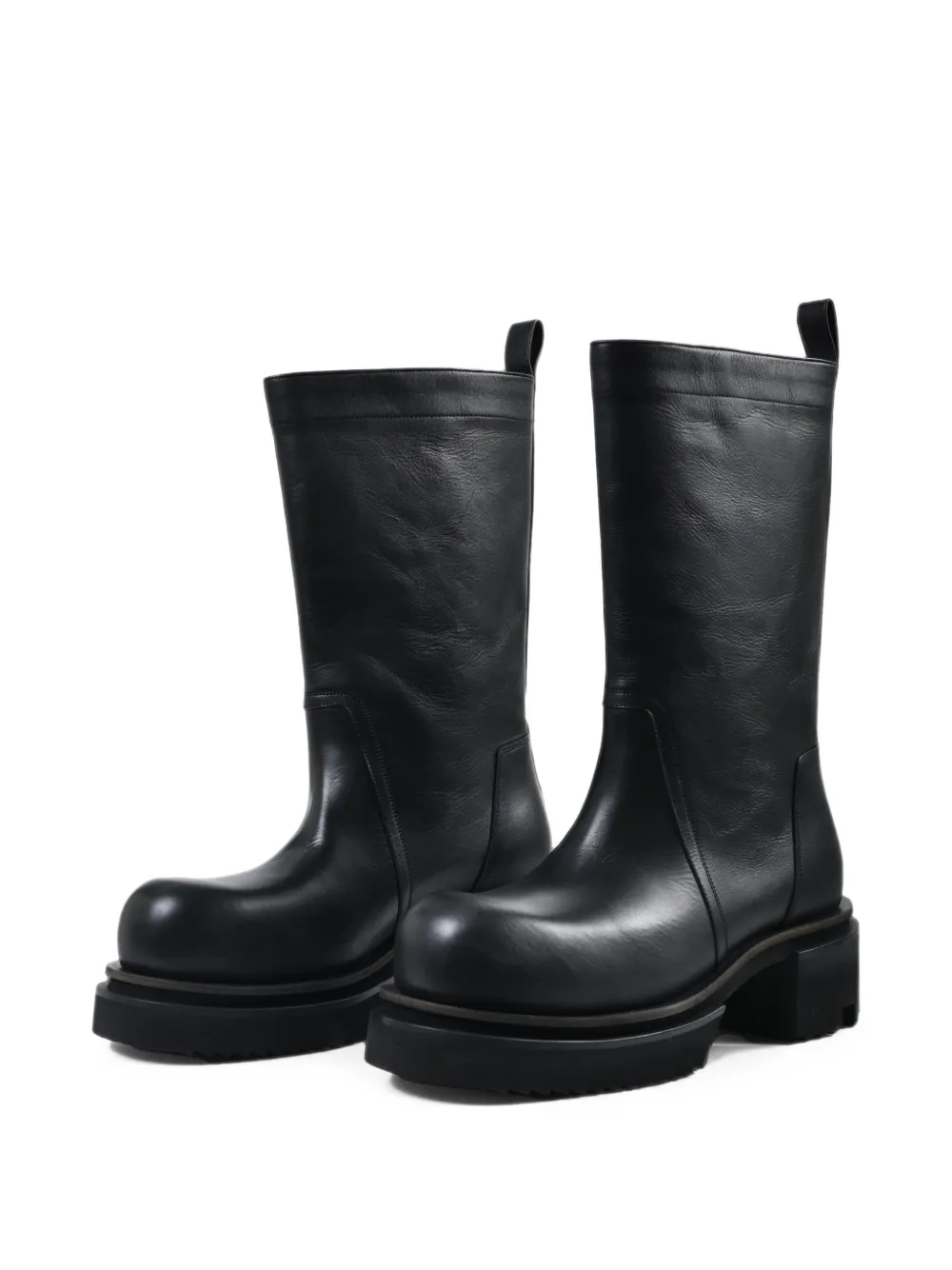 Rick Owens Bogun leather biker boots Zwart